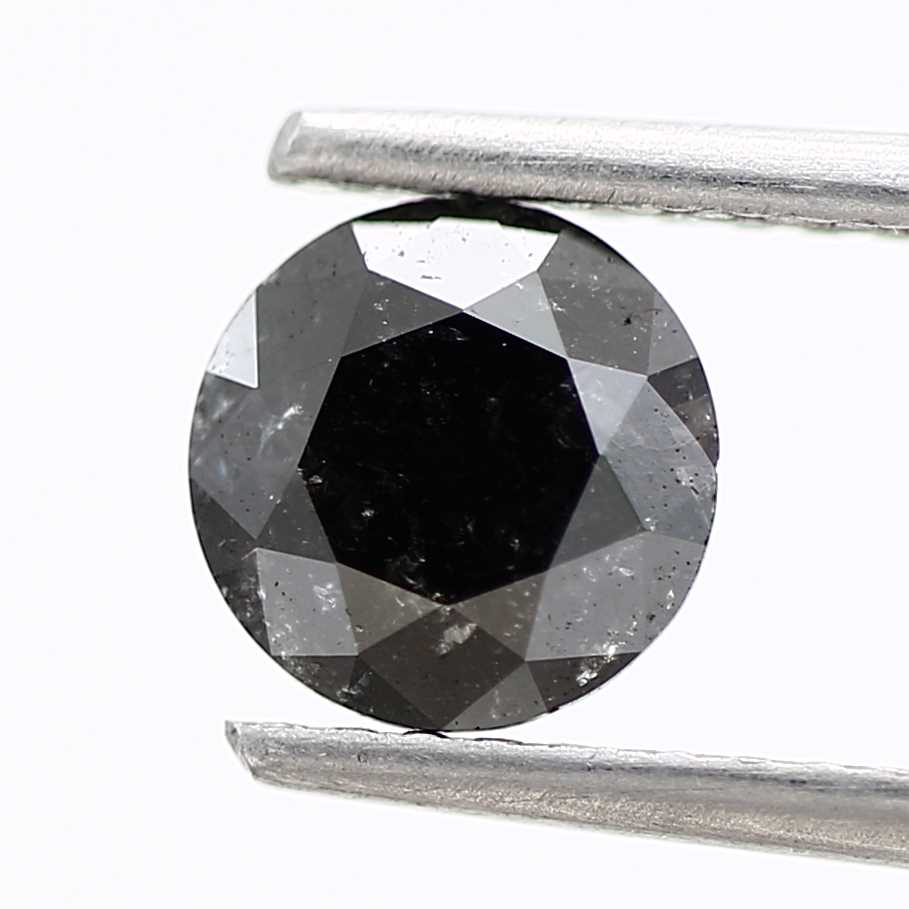 0.79 Carat Fancy Black Round Shape Brilliant Cut Natural Loose Diamond